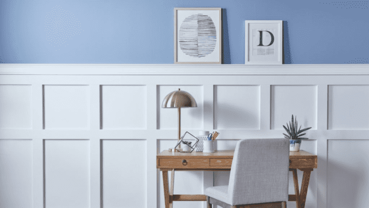 Gambar Wall moulding ruang tamu minimalis dua warna. Gambar Wall moulding ruang tamu minimalis dua warna.