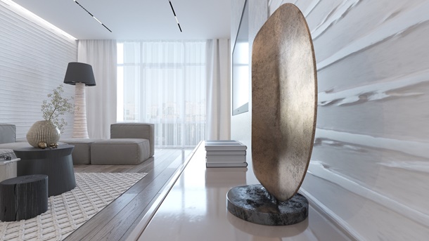 Jika Anda menyukai perabot mungil, tambahan statement piece bisa memberi kesan mewah pada rumah minimalis sederhana. (Foto: Homedit.com)