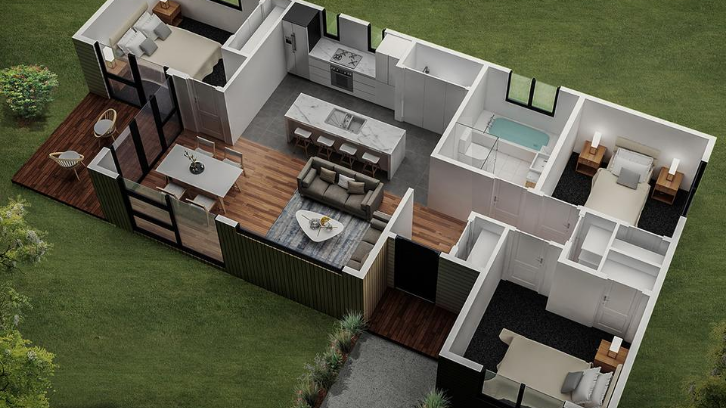 Denah Rumah dengan Halaman Depan dan Belakang. Memiliki halaman belakang bisa memberikan privasi lebih bagi Anda dan keluarga. (Foto: Team Designs) Denah Rumah dengan Halaman Depan dan Belakang. Memiliki halaman belakang bisa memberikan privasi lebih bagi Anda dan keluarga. (Foto: Team Designs)