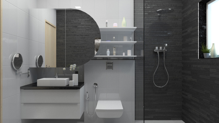 Desain kamar mandi minimalis 2x3 yang maskulin. Desain kamar mandi minimalis 2x3 yang maskulin.
