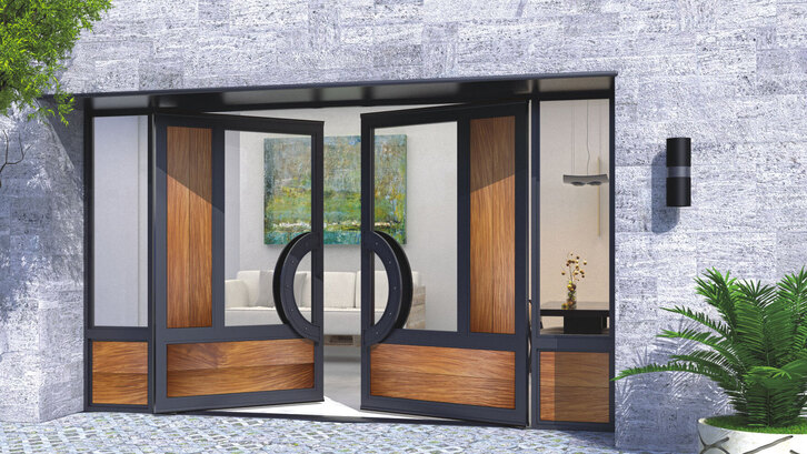 Besi hitam di pinggiran pintu bisa memberi kesan kokoh dan elegan pada pintu rumah Anda secara instan. (Foto: Modernsteeldoors.com)
