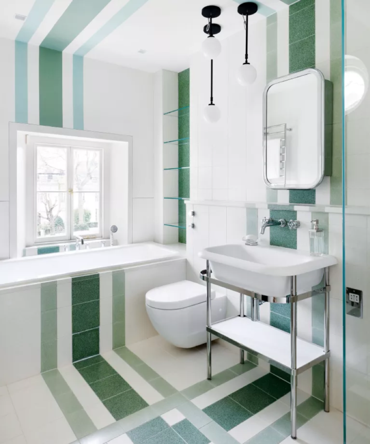 Gambar Motif Keramik Kamar Mandi Minimalis Ilusi Bidang
