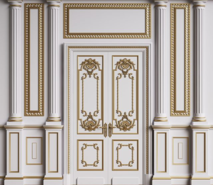 Gambar Wall moulding ruang tamu minimalis bergaya bak keluarga kerajaan. Gambar Wall moulding ruang tamu minimalis bergaya bak keluarga kerajaan.