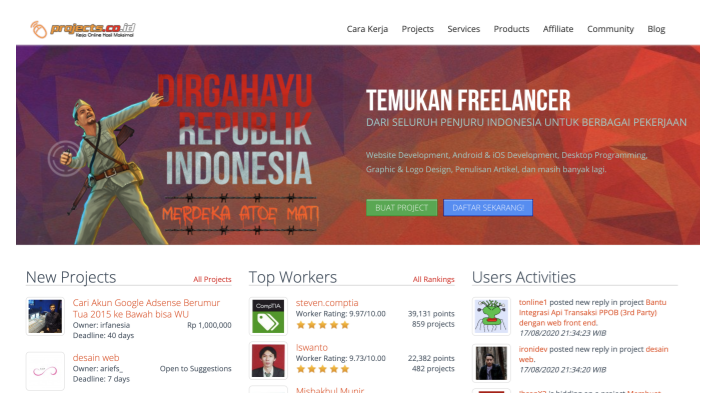 Situs freelance Projects.co.id (Sumber: Projects.co.id)