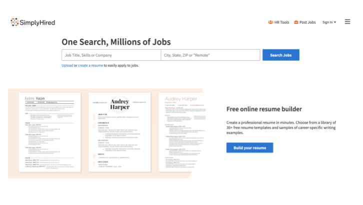 Situs freelance SimplyHired (Sumber: SimplyHired)