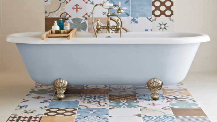 Lantai kamar mandi estetik dan tidak licin dengan motif stamford (Foto:Pinterest/Preline)