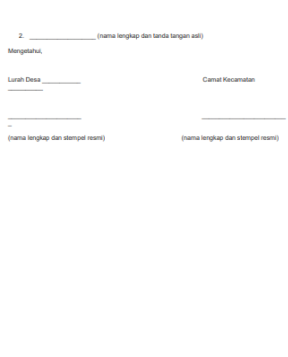 Contoh Surat Ahli Waris Sebidang Tanah