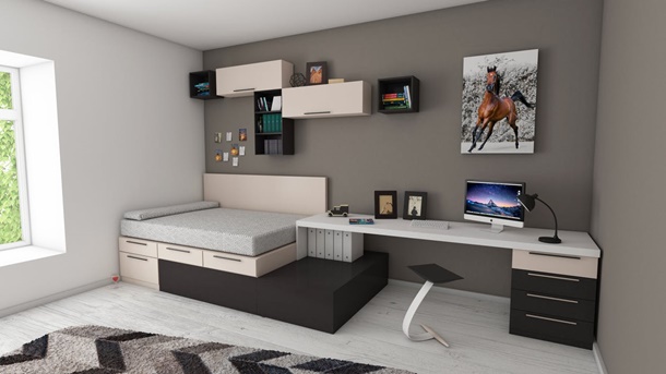 Anda bisa memadukan meja kerja minimalis modern ini di ruang tidur. (Foto: Pexels)