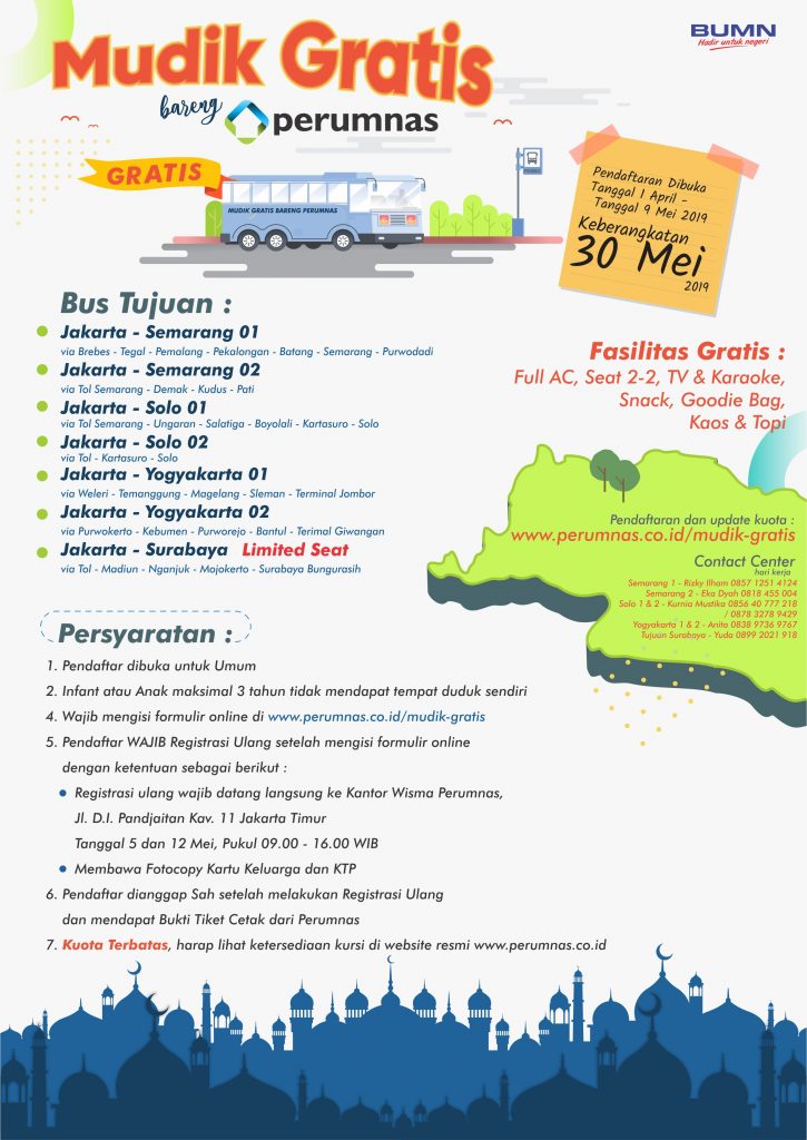 Informasi Mudik Gratis Tahunan Untuk Pulang Kampung (Tahun 2019)