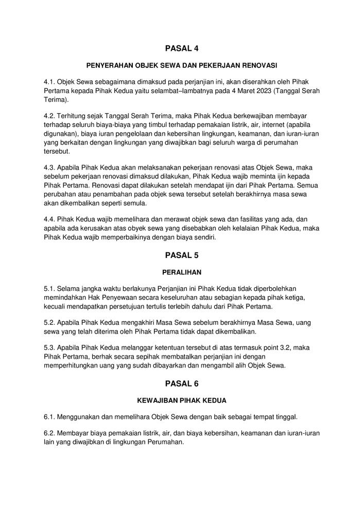 Contoh Surat Perjanjian Kontrak Rumah yang Benar