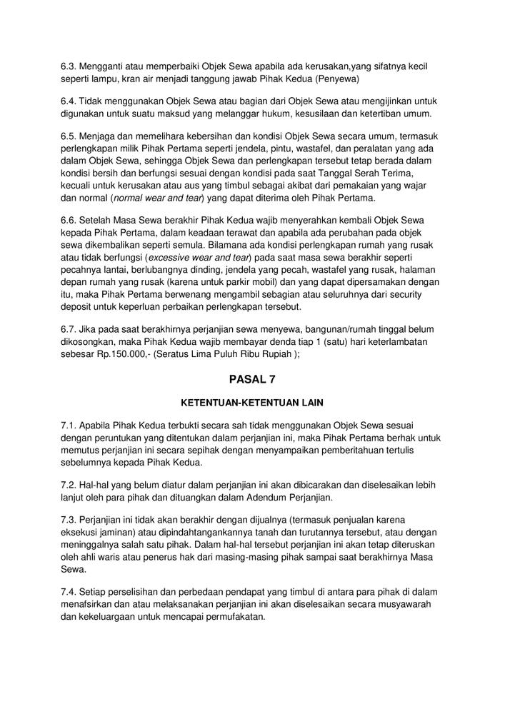 Contoh Surat Perjanjian Kontrak Rumah yang Benar Contoh Surat Perjanjian Kontrak Rumah yang Benar