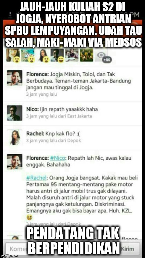 Florence Anggap Orang Jogja Tolol, Karena Ditolak Isi BBM Di Antrean Mobil Florence Anggap Orang Jogja Tolol, Karena Ditolak Isi BBM Di Antrean Mobil
