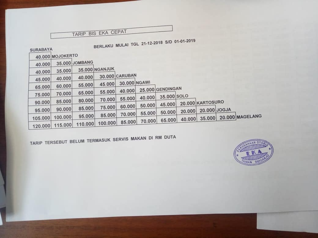 Info Jadwal Bus Eka Cepat - Bus Mira