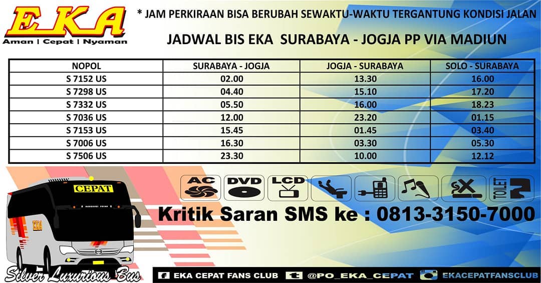 Info Jadwal Bus Eka Cepat - Bus Mira