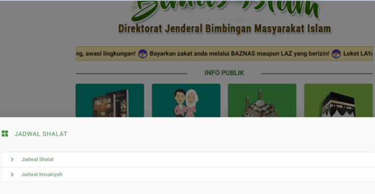 Alt Text - menu Jadwal Shalat kemudian pilih Jadwal Imsakiyah